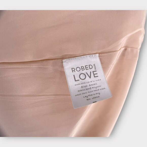 Robed with Love Hildy Robe Pink Floral Embroidered Sheer Illusion Bell Sleeves - Picture 11 of 14